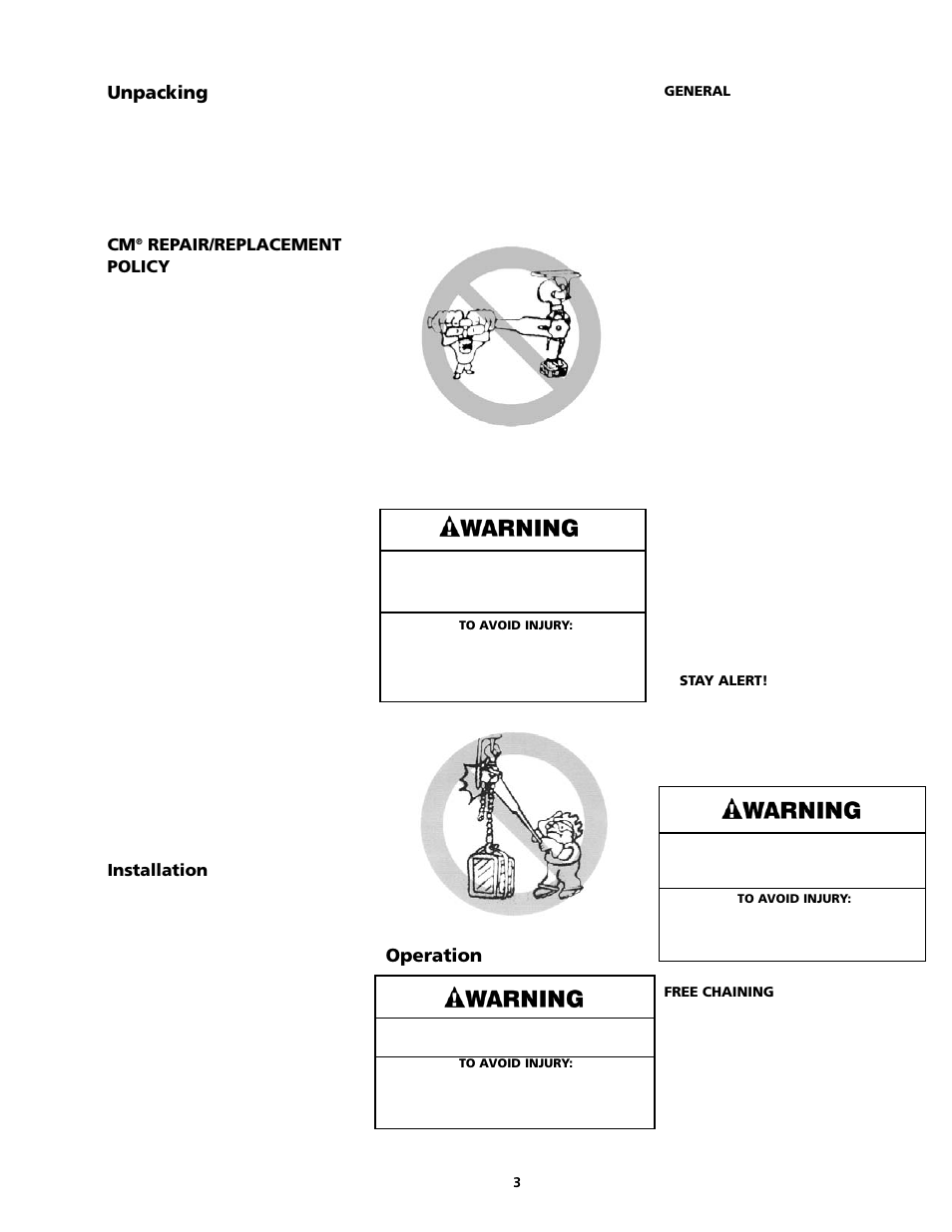 Unpacking, Operation | CM-ET Series 653 User Manual | Page 6 / 42