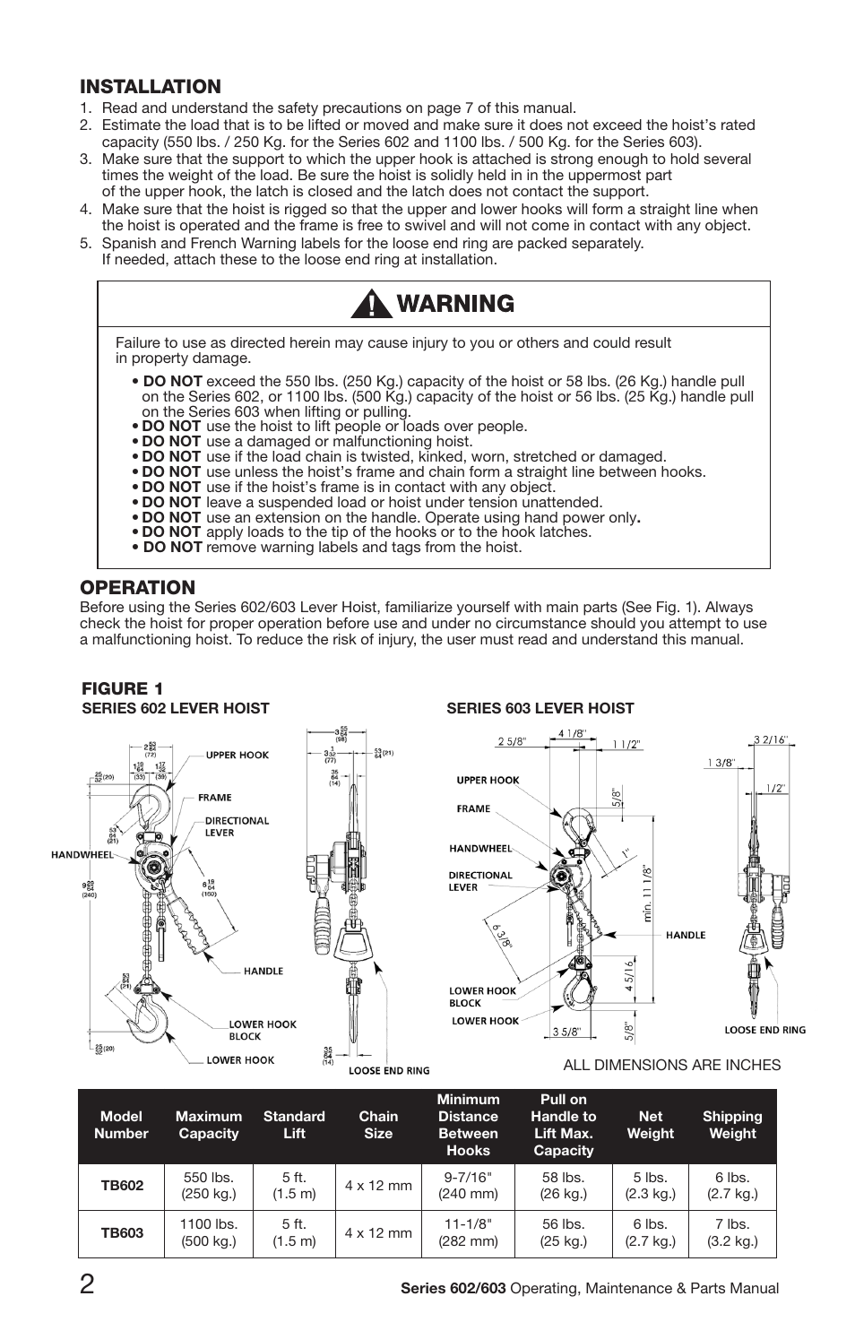 Installation, Operation | CM-ET Series 603 User Manual | Page 2 / 8