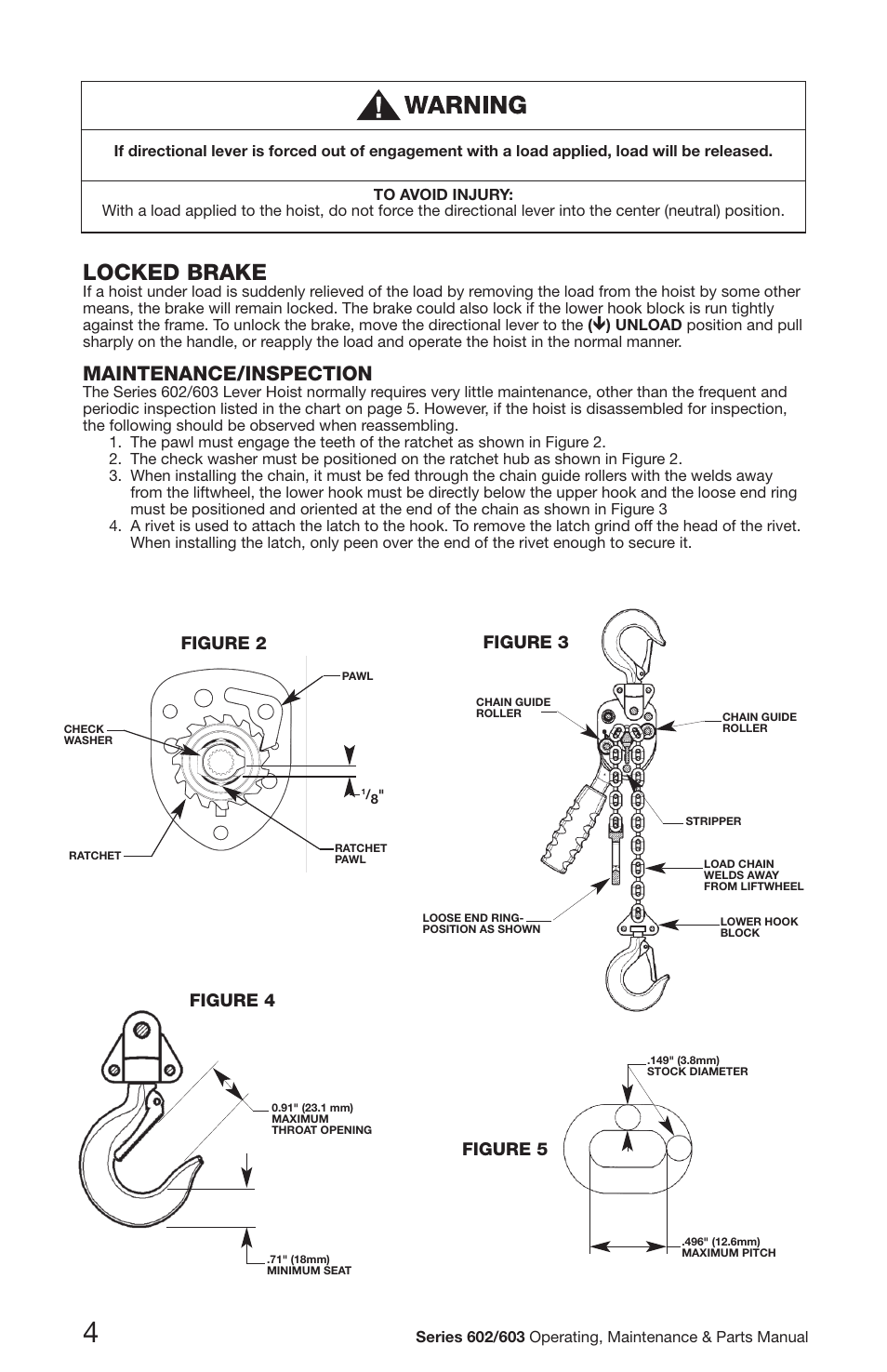 Locked brake, Maintenance/inspection, Figure 2 | Figure 4 figure 3, Figure 5 | CM-ET Series 603 User Manual | Page 4 / 8