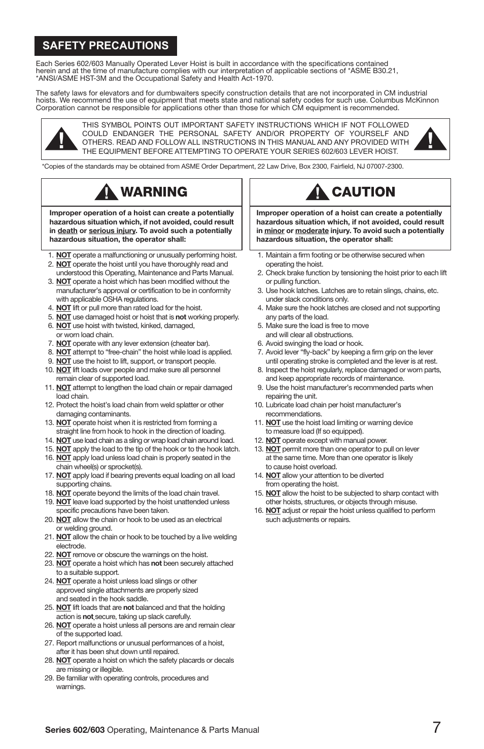 Safety precautions | CM-ET Series 603 User Manual | Page 7 / 8