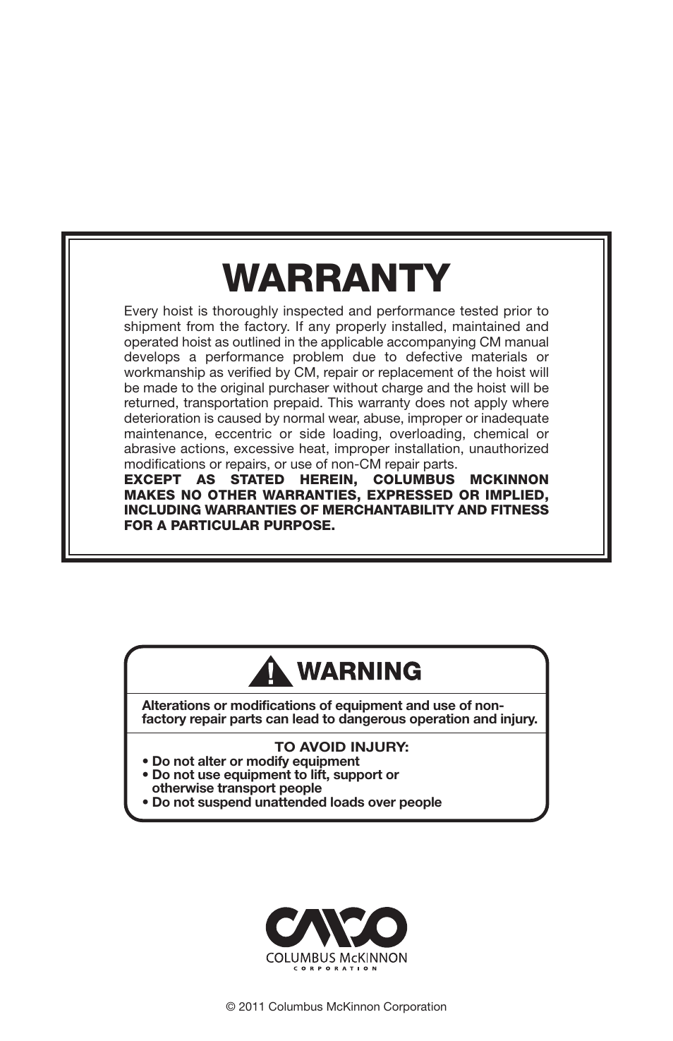 Warranty | CM-ET Series 603 User Manual | Page 8 / 8