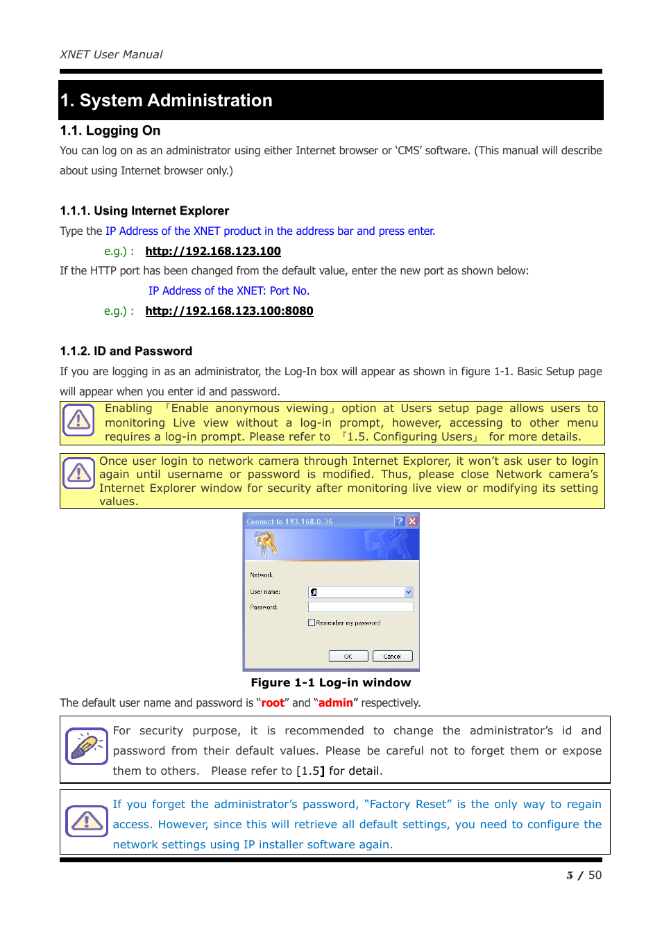 System administration | CNB IGC2050F User Manual | Page 5 / 50