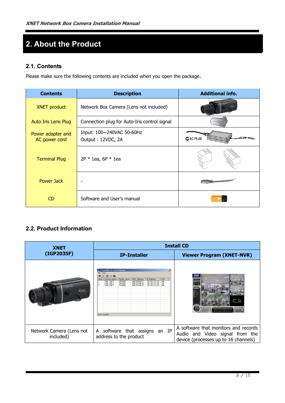 About the product | CNB IGP2035F User Manual | Page 5 / 18