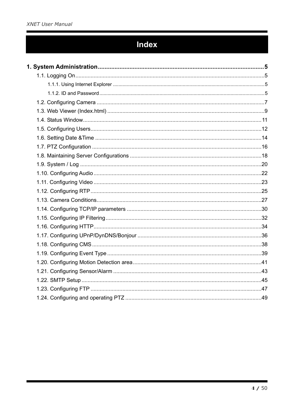 Index | CNB IGP2035F User Manual | Page 4 / 50