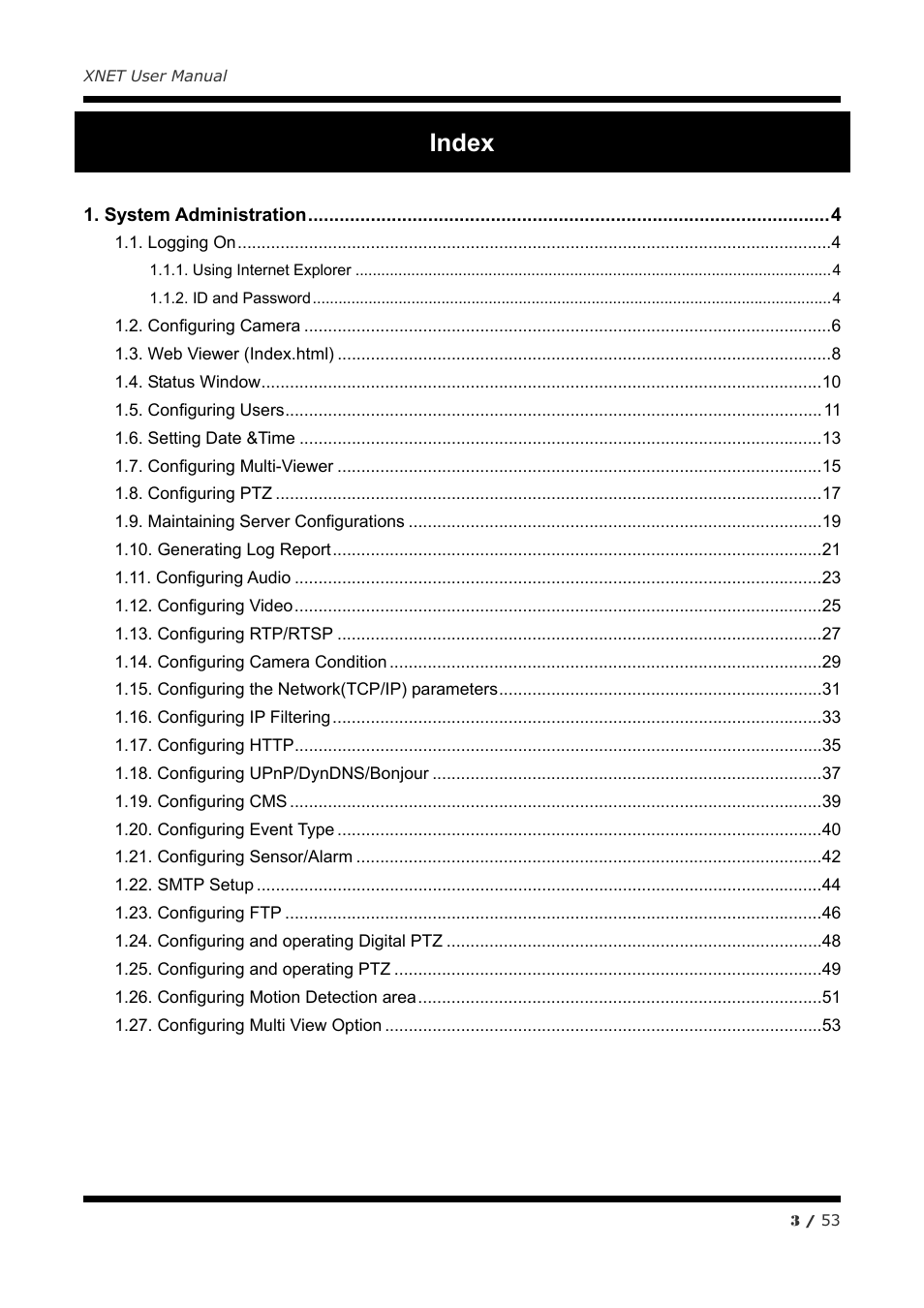 Index | CNB IGP1030 User Manual | Page 3 / 53