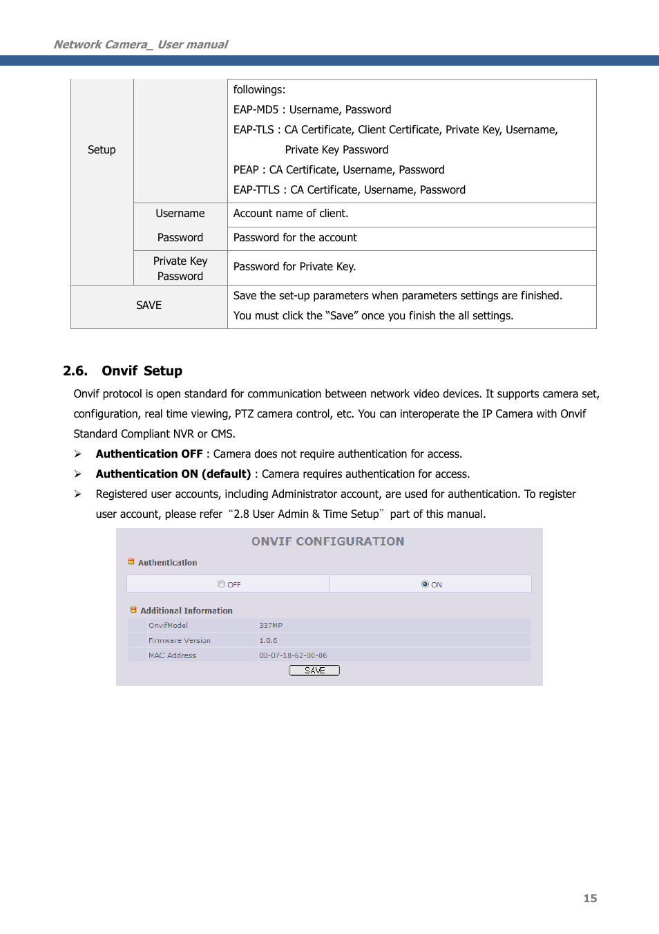 Onvif setup | CNB MDC4050VR User Manual | Page 15 / 40