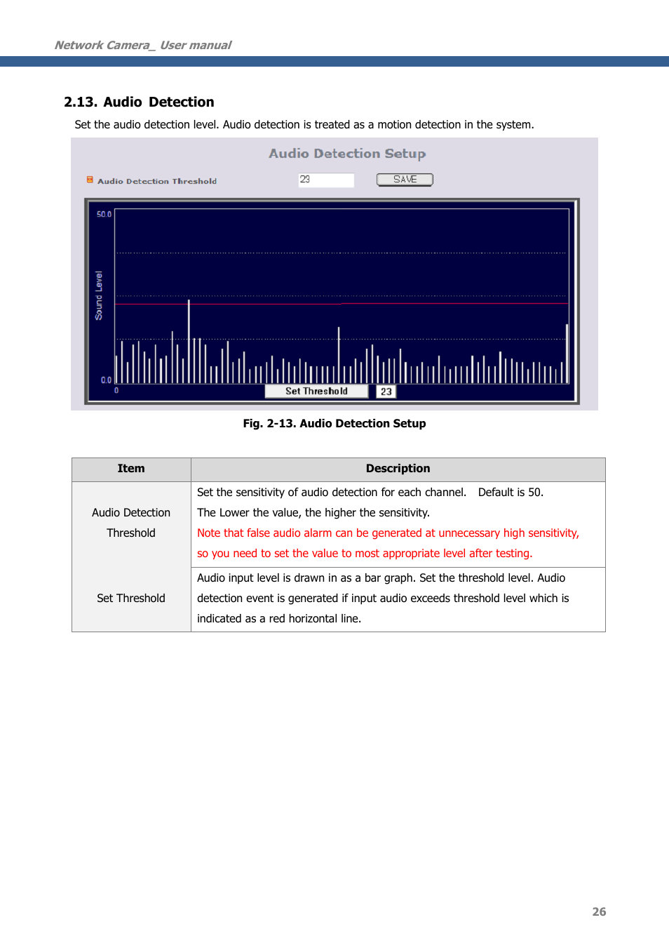 Audio detection | CNB MDC4050VR User Manual | Page 26 / 40