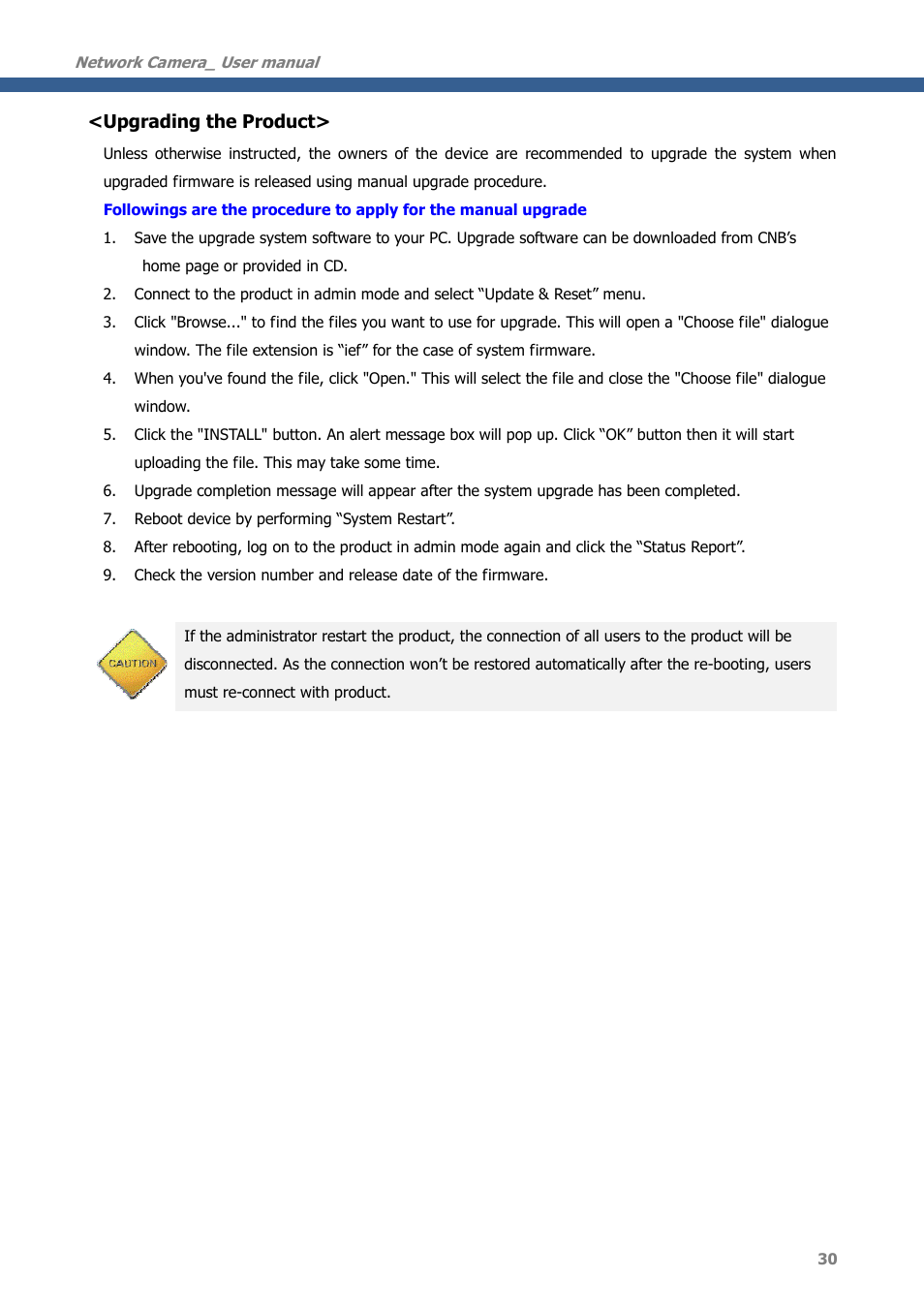Upgrading the product | CNB MDC4050VR User Manual | Page 30 / 40