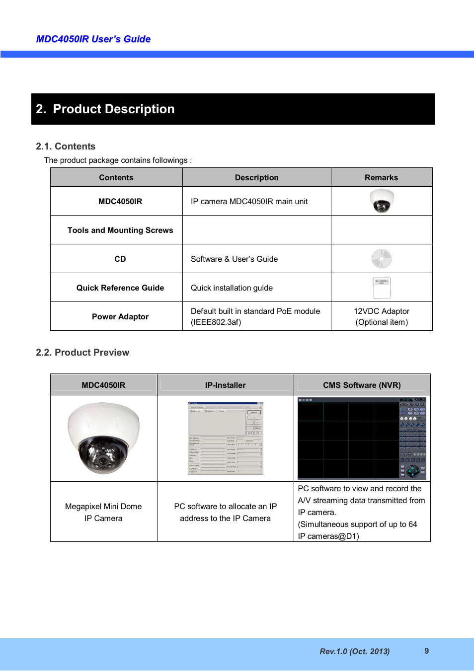 Product description | CNB MDC4050IR User Manual | Page 9 / 25