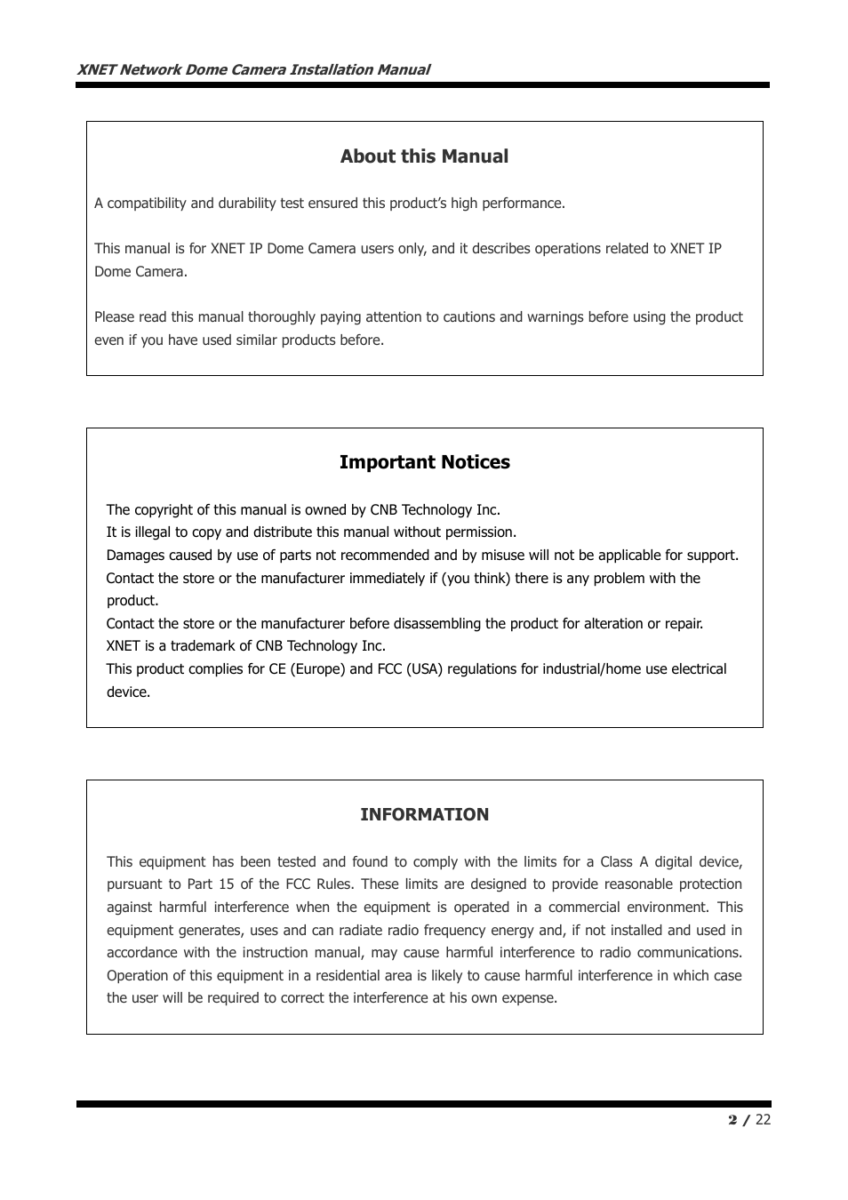 About this manual, Important notices | CNB NDE5055MF User Manual | Page 2 / 22