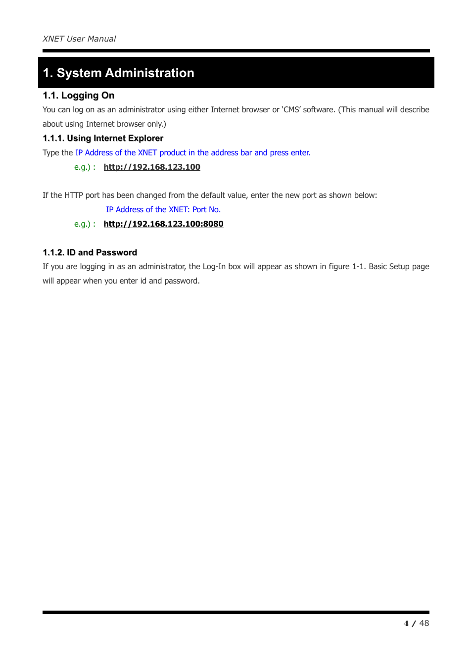 System administration | CNB IVP4030VR User Manual | Page 4 / 48