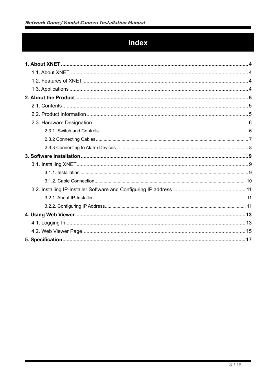 Index | CNB IVP4030VR User Manual | Page 3 / 18