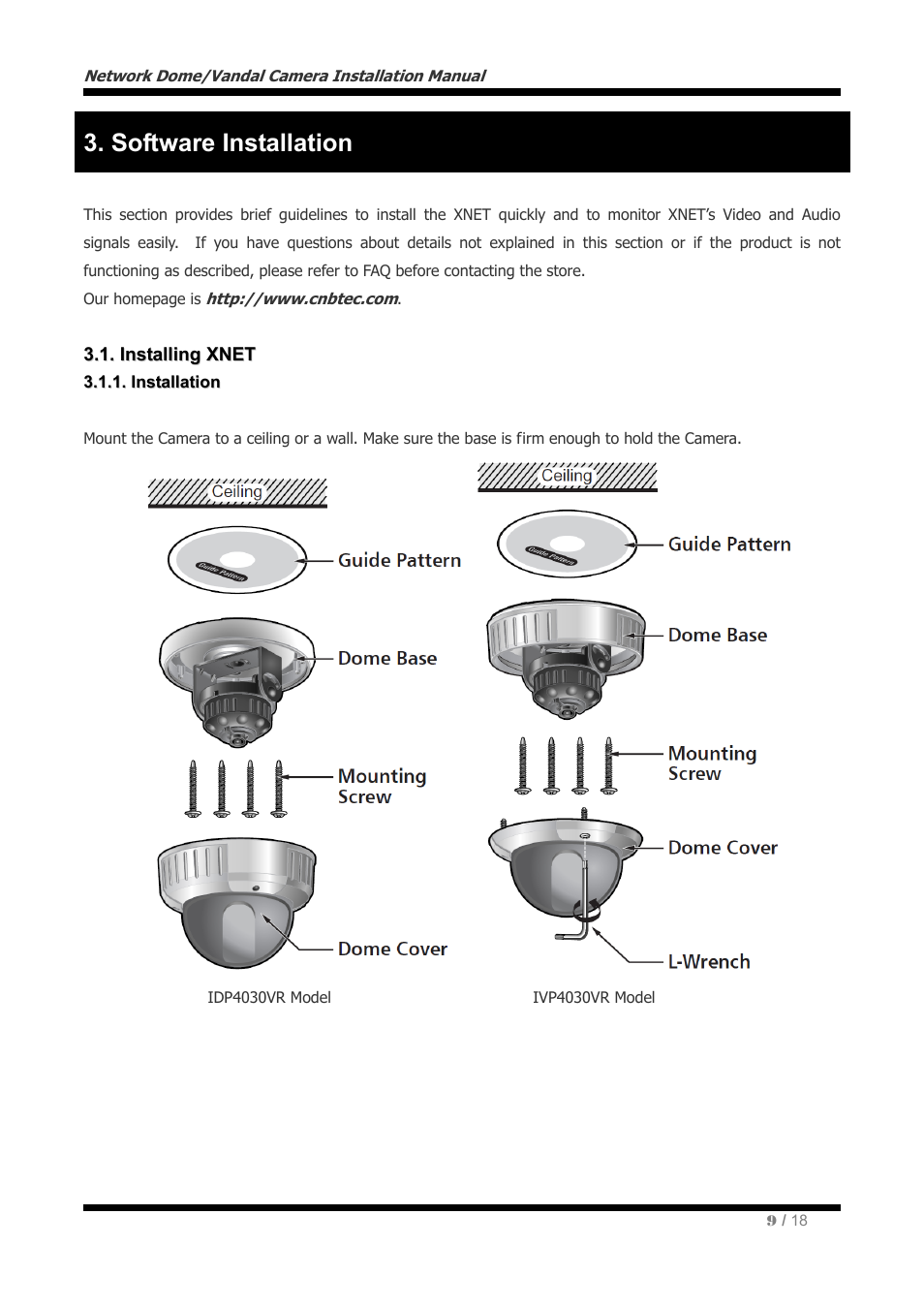 Software installation | CNB IVP4030VR User Manual | Page 9 / 18