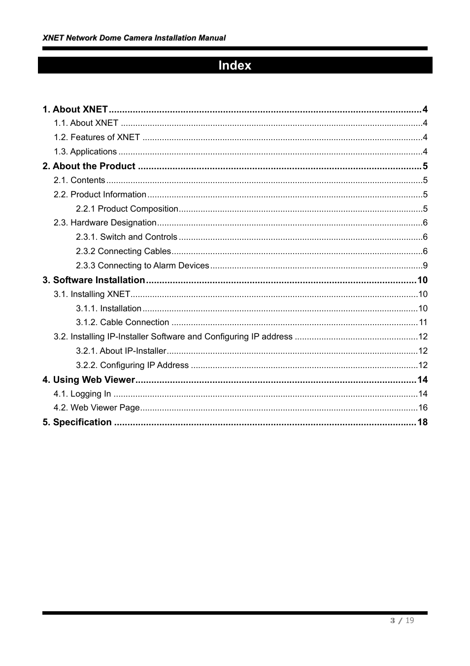 Index | CNB IVB4110PVF User Manual | Page 3 / 19