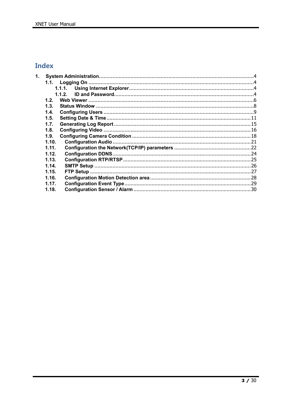 Index | CNB IDC4000T User Manual | Page 3 / 30