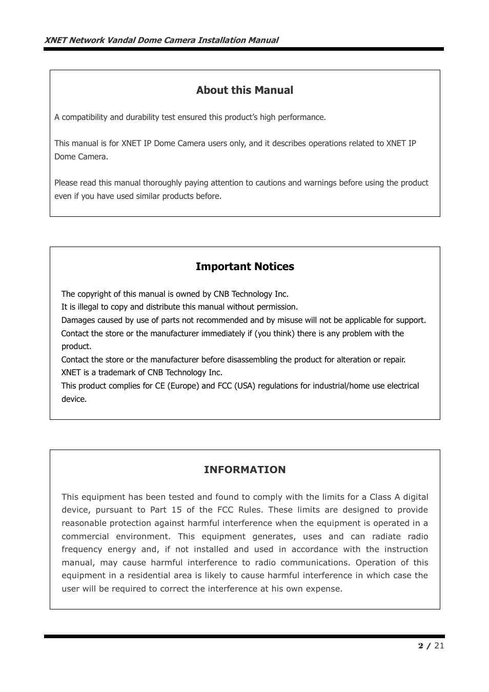 About this manual, Important notices | CNB NVE5055MF User Manual | Page 2 / 21