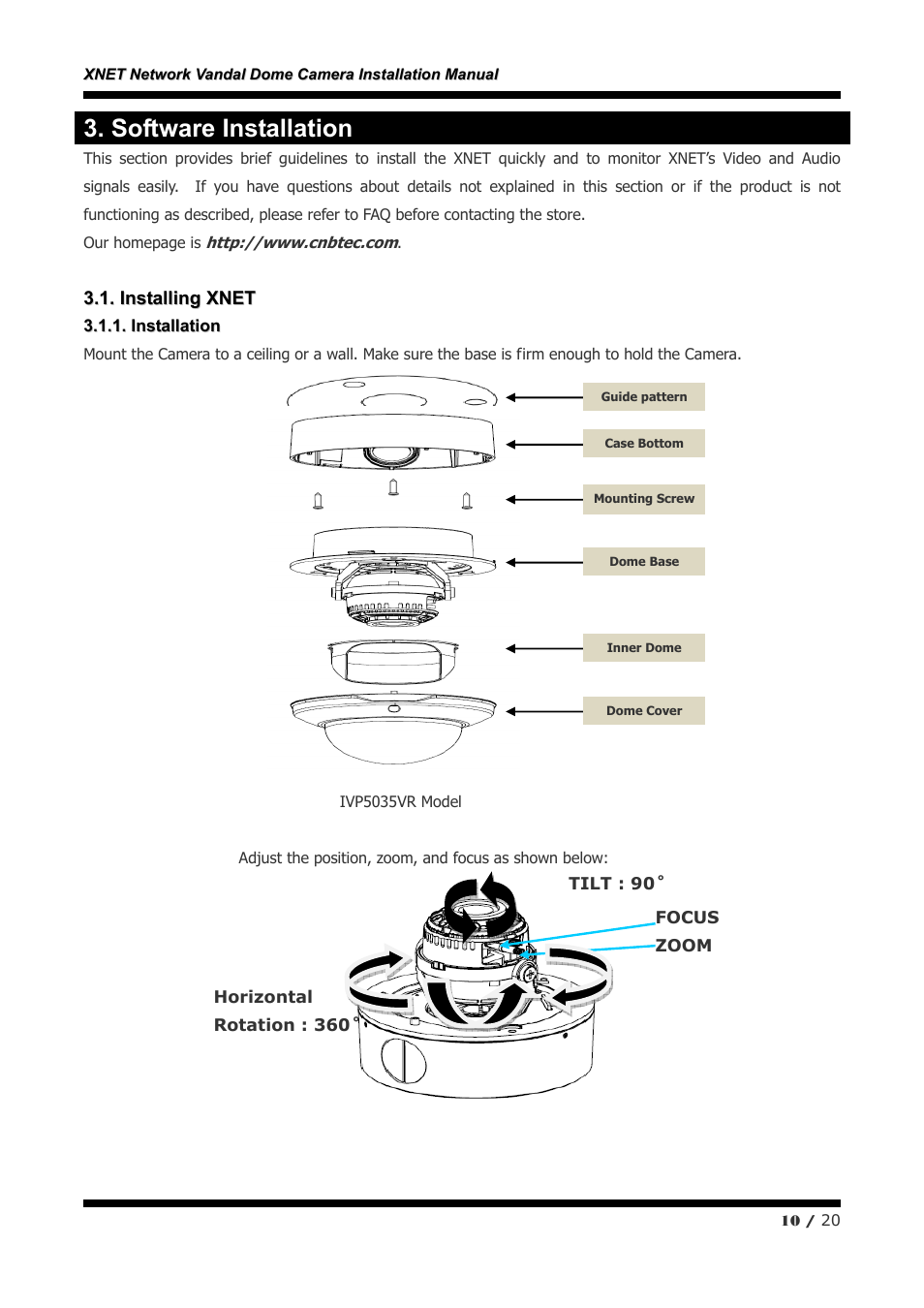 Software installation | CNB IVP5035VR User Manual | Page 10 / 20