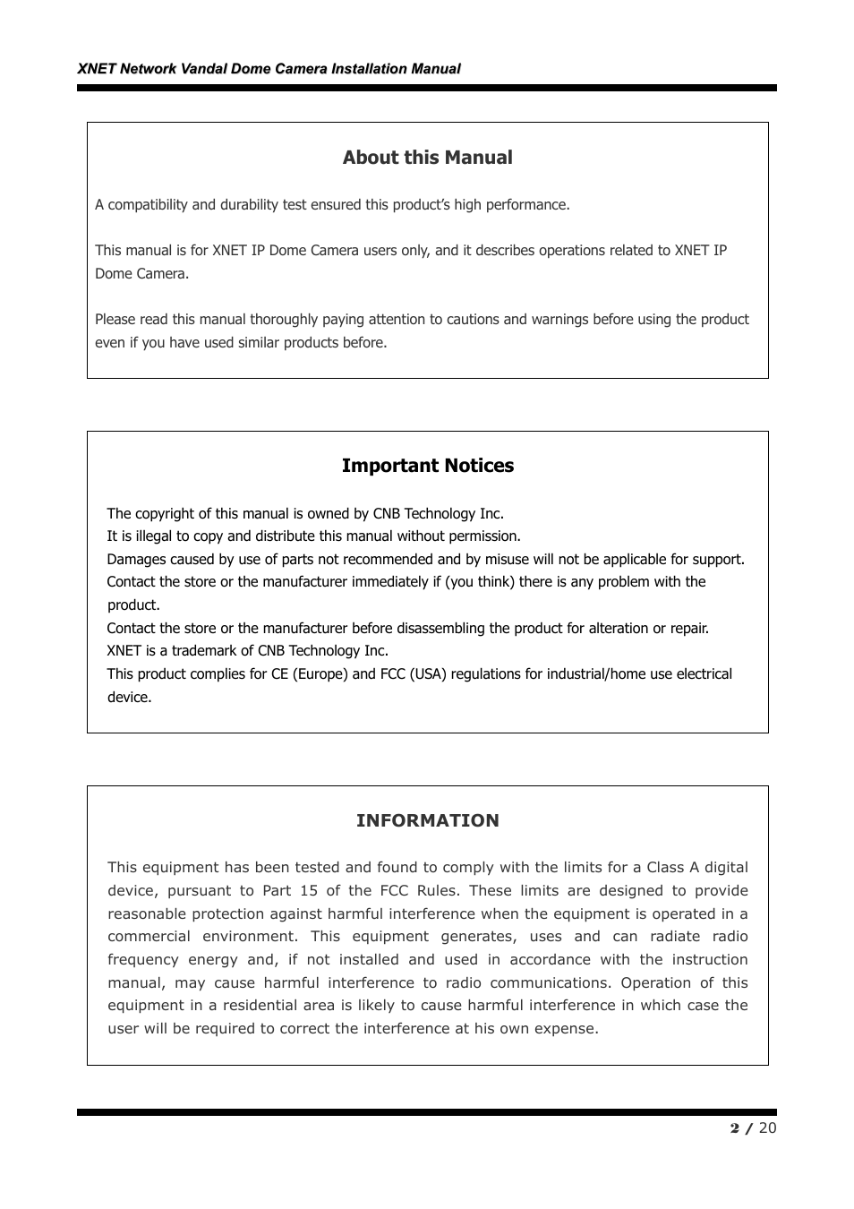 About this manual, Important notices | CNB IVP5035VR User Manual | Page 2 / 20