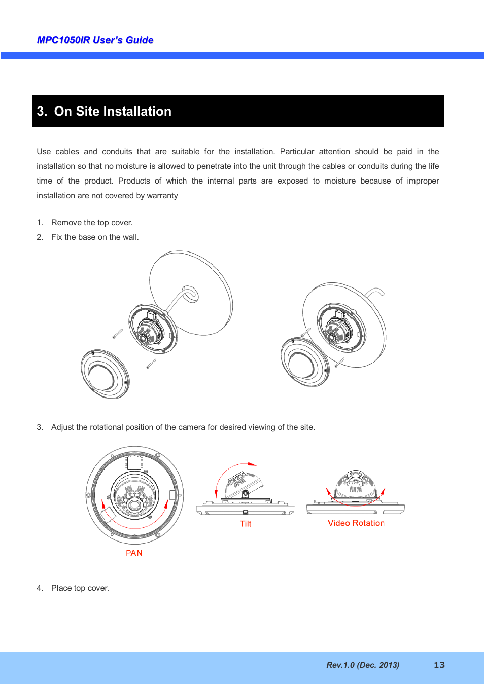 On site installation | CNB MPC1050IR User Manual | Page 13 / 25