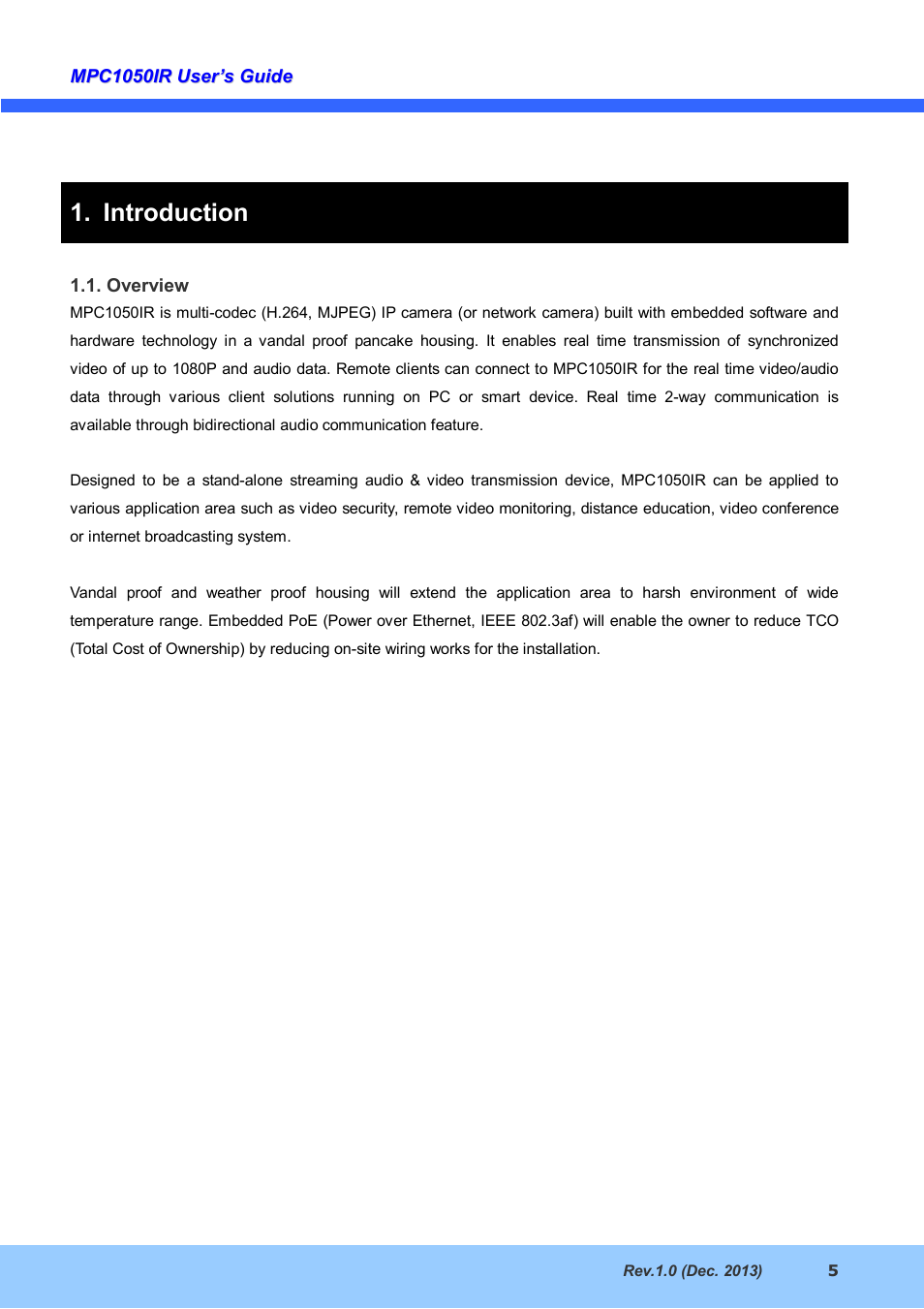 Introduction | CNB MPC1050IR User Manual | Page 5 / 25