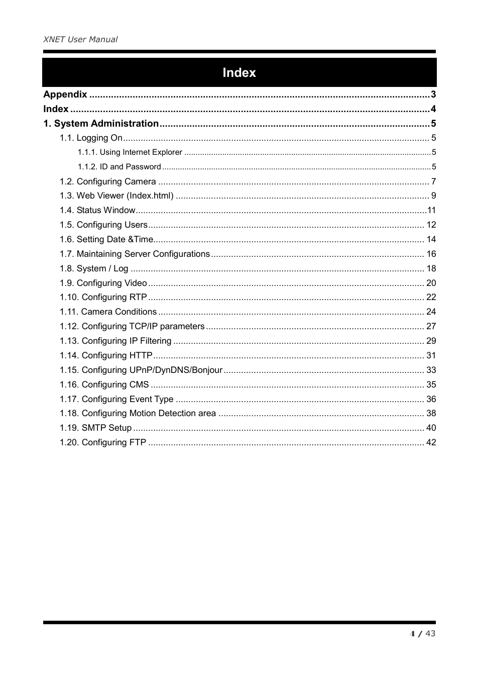 Index | CNB ITE1050 User Manual | Page 4 / 43
