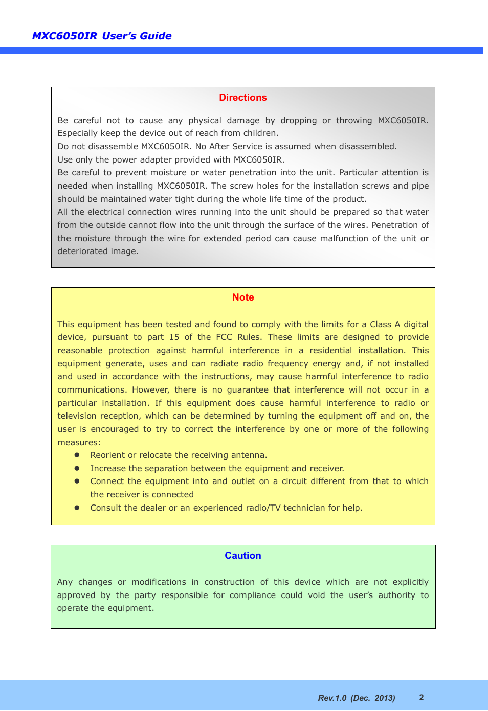 CNB MXC6050IR User Manual | Page 2 / 26