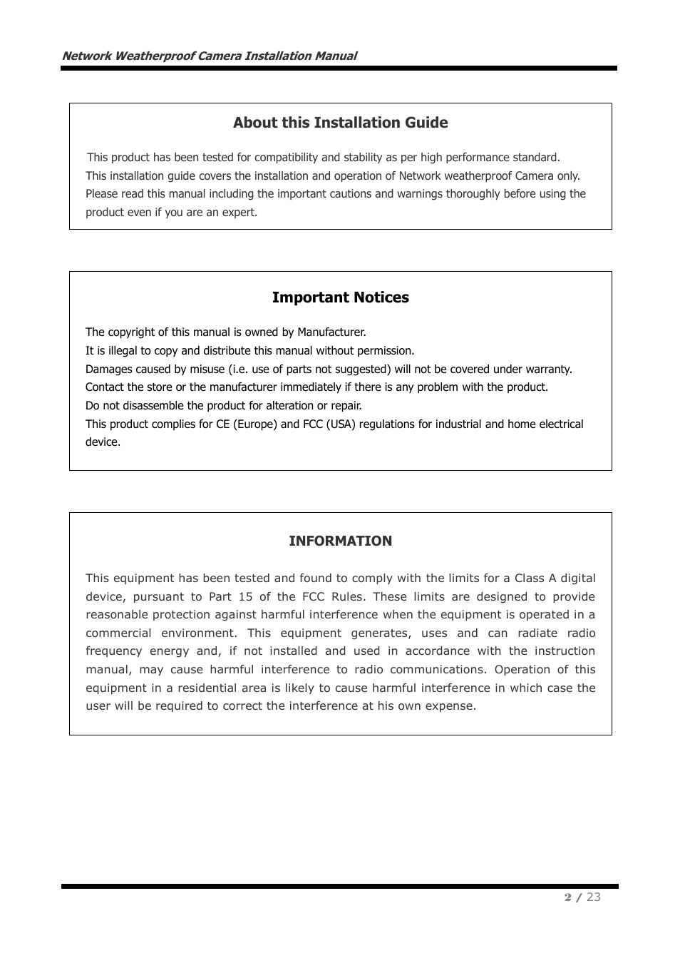 About this installation guide, Important notices, Information | CNB NXE3055MR User Manual | Page 2 / 23