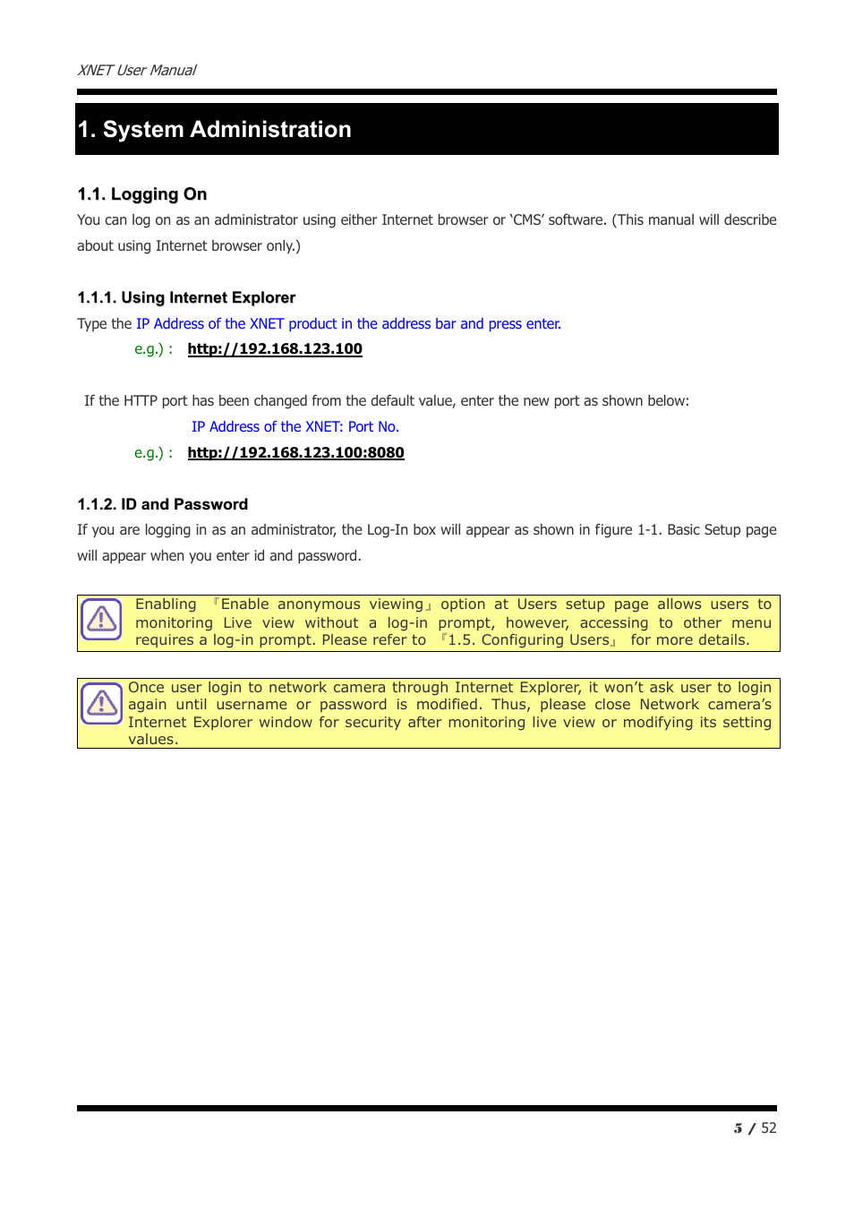 System administration | CNB IXP3035VR User Manual | Page 5 / 52