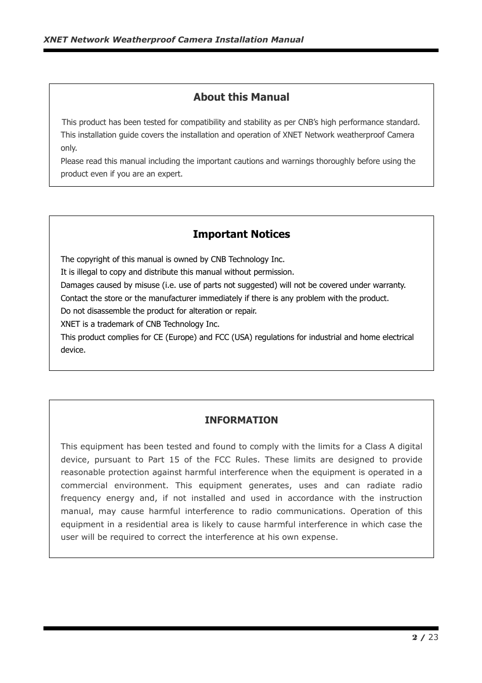 About this manual, Important notices | CNB IXP3035VR User Manual | Page 2 / 23