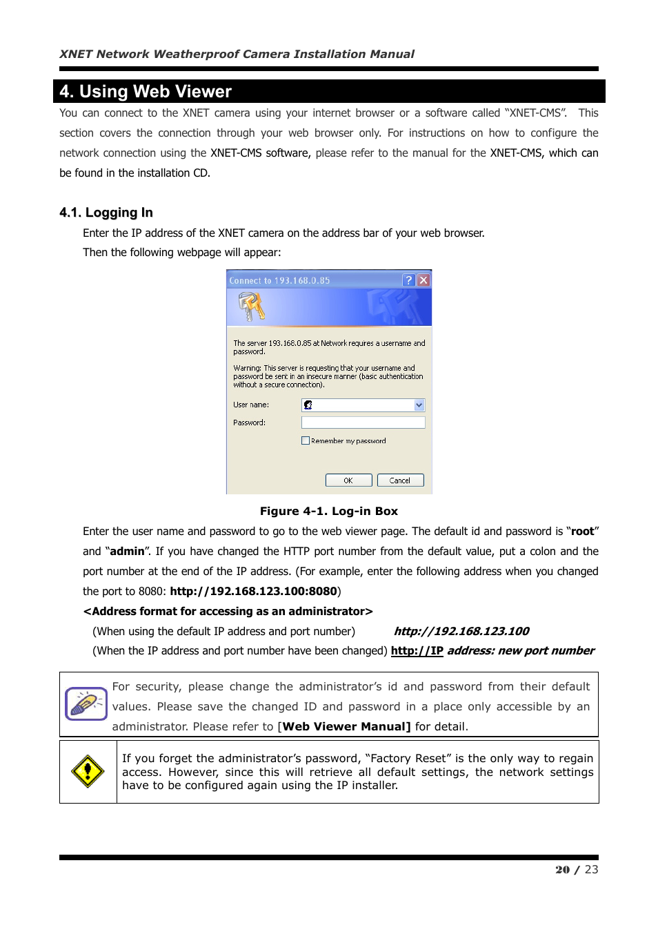 Using web viewer | CNB IXP3035VR User Manual | Page 20 / 23