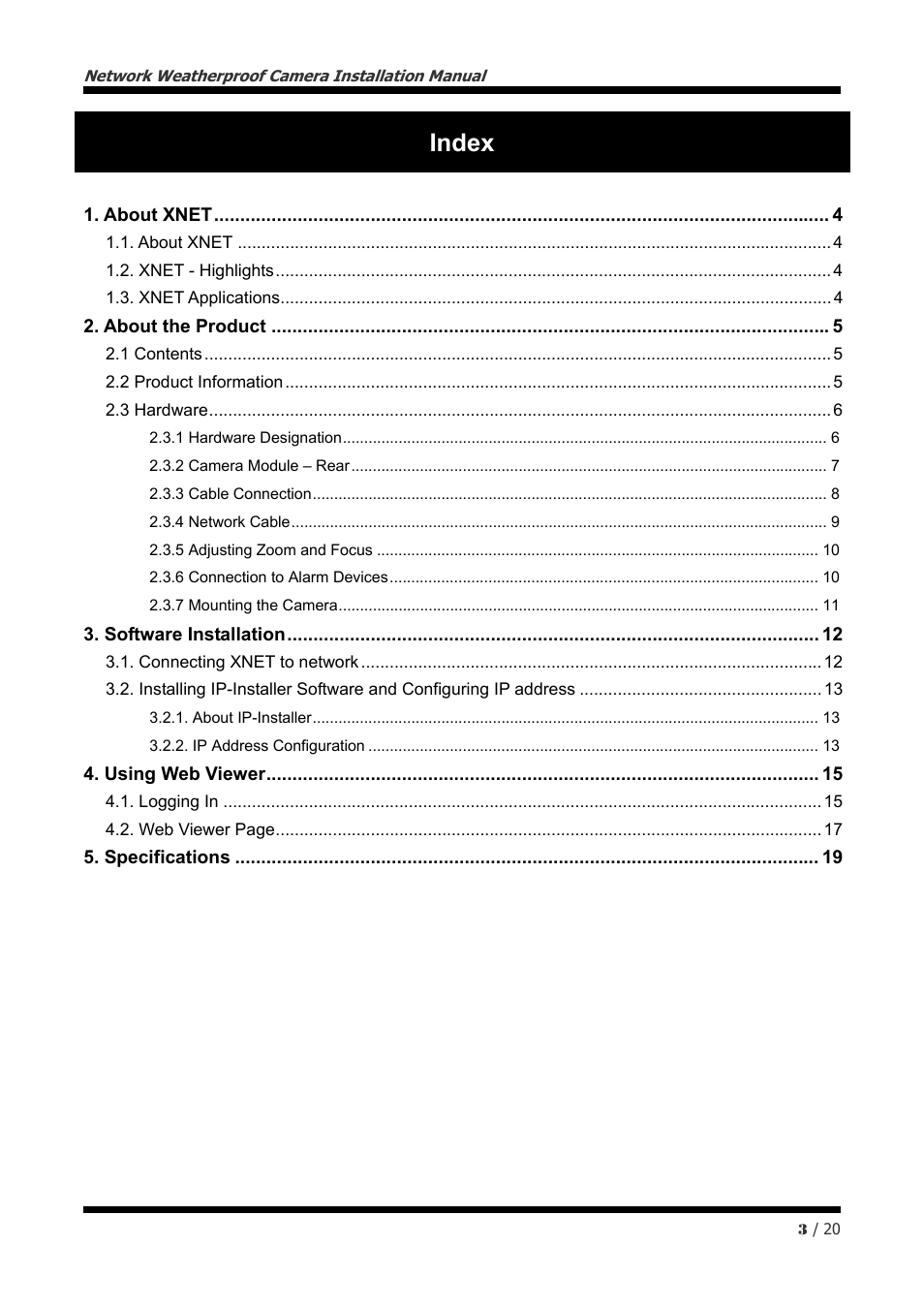 Index | CNB IBP5030CR User Manual | Page 3 / 20