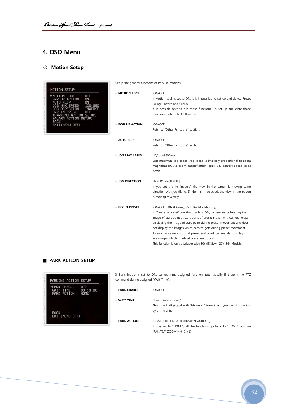 Bâàwééü fñxxw wéåx fxü|xб |с@åçxà, Osd menu, Motion setup | CNB ISS2965PW User Manual | Page 32 / 92