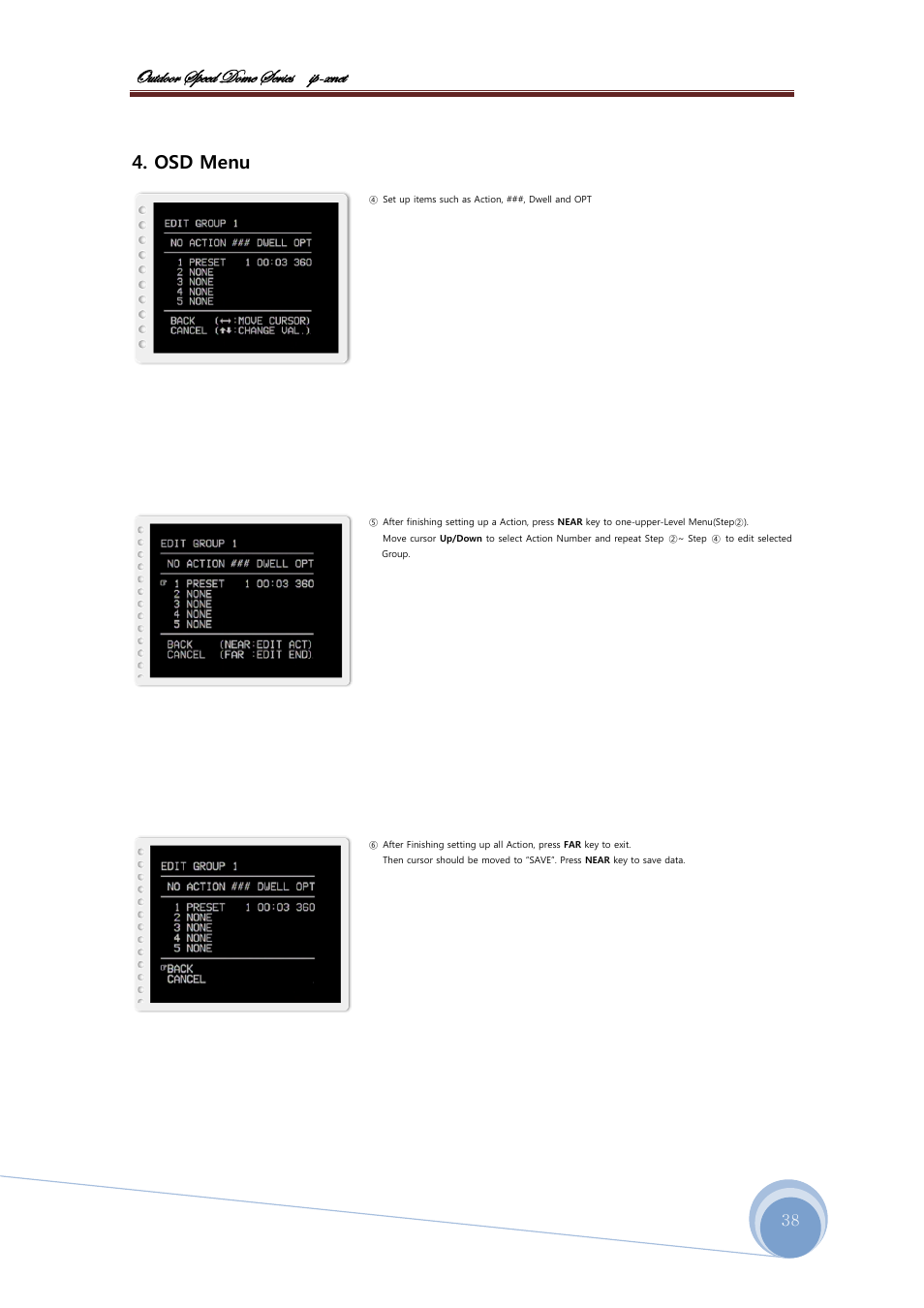 Bâàwééü fñxxw wéåx fxü|xб |с@åçxà, Osd menu | CNB ISS2965PW User Manual | Page 38 / 92