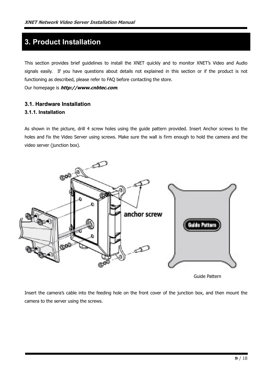 Product installation | CNB IJB2000 User Manual | Page 9 / 18