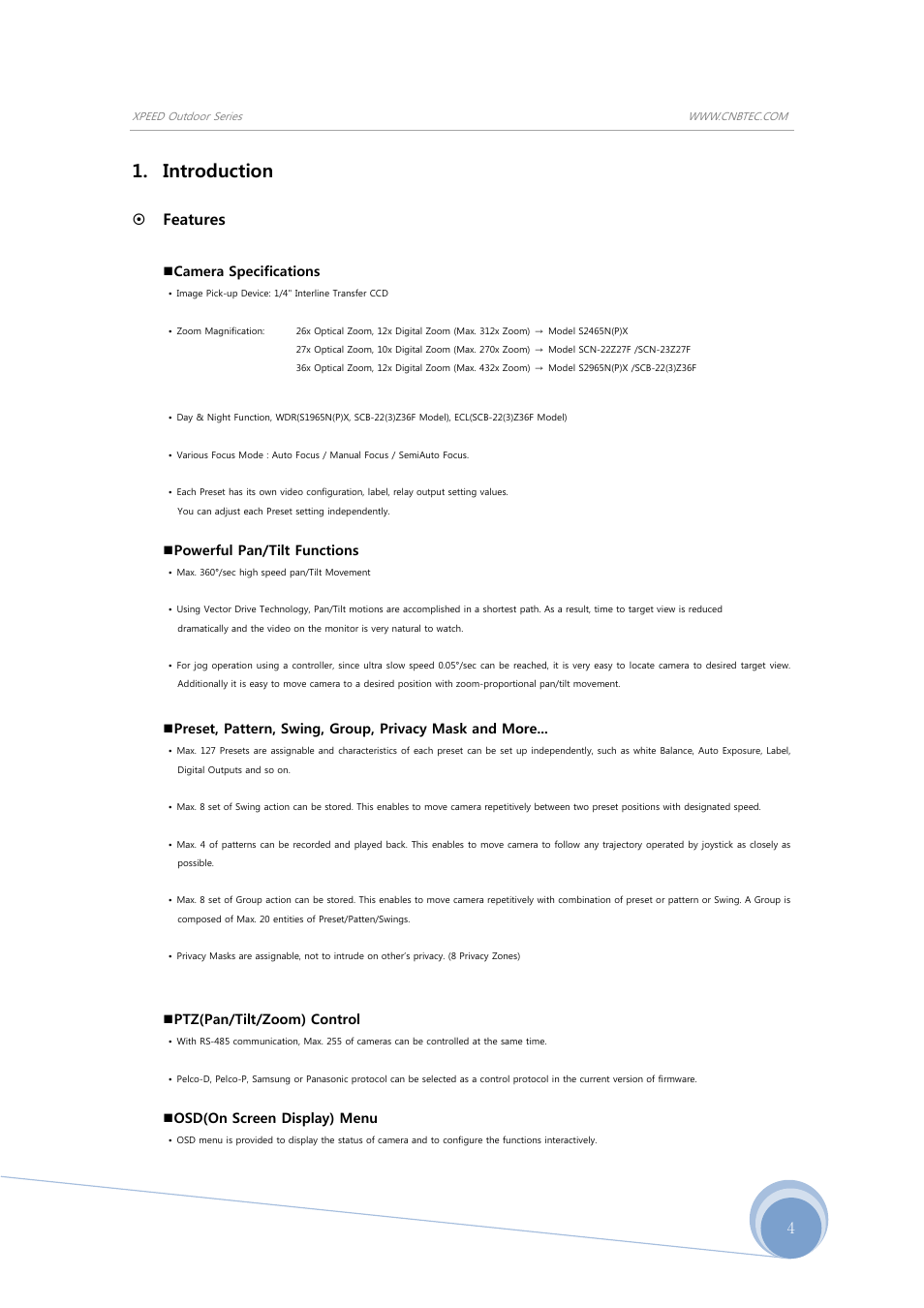Introduction, Features | CNB SS2965PXW User Manual | Page 4 / 42