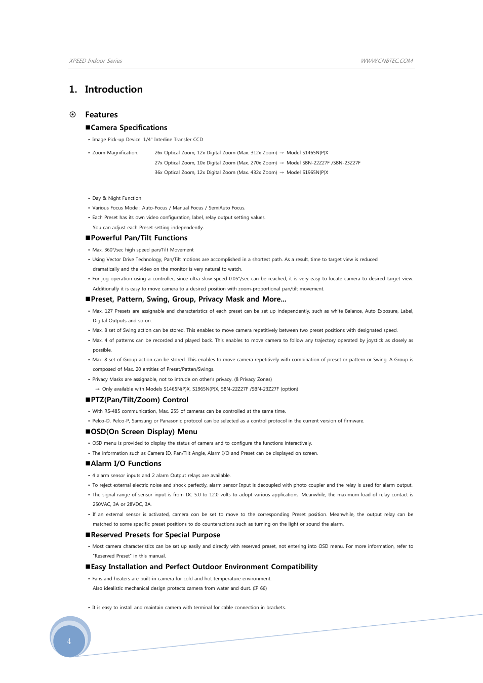 Introduction, Features | CNB SBN-23Z27F User Manual | Page 4 / 39