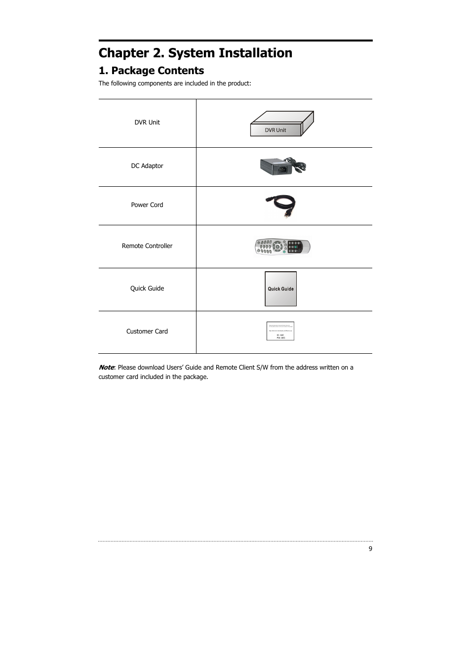 Chapter 2. system installation, Package contents | CNB HDS4848E User Manual | Page 10 / 60