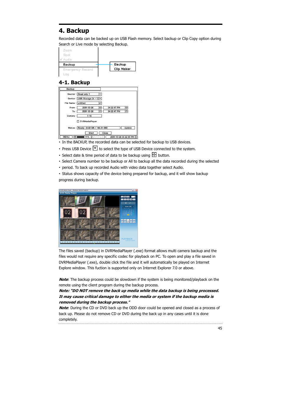 Backup, 1. backup | CNB HDS4848E User Manual | Page 46 / 60