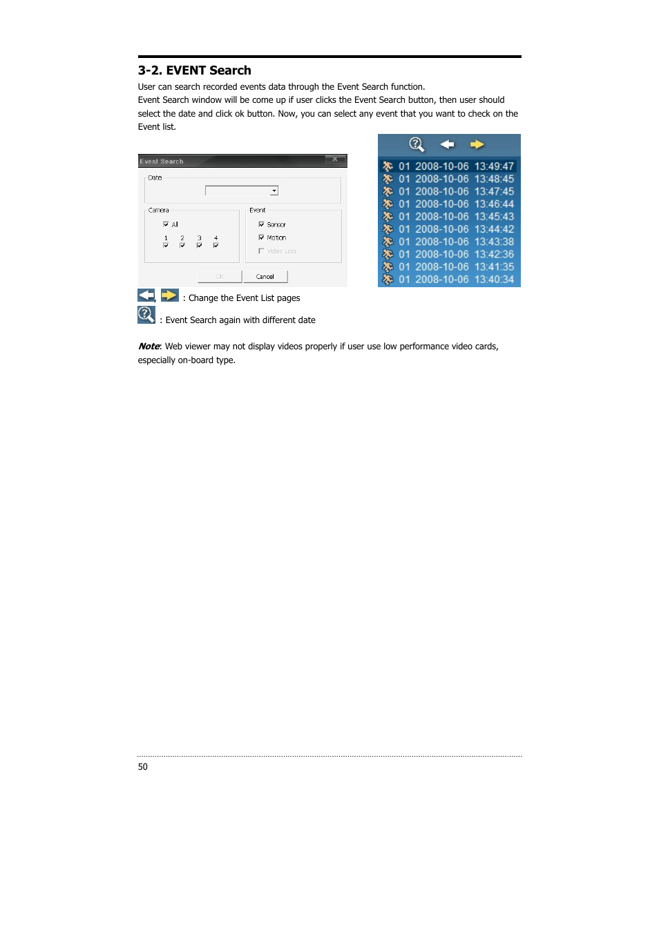 2. event search | CNB HDS4848E User Manual | Page 51 / 60