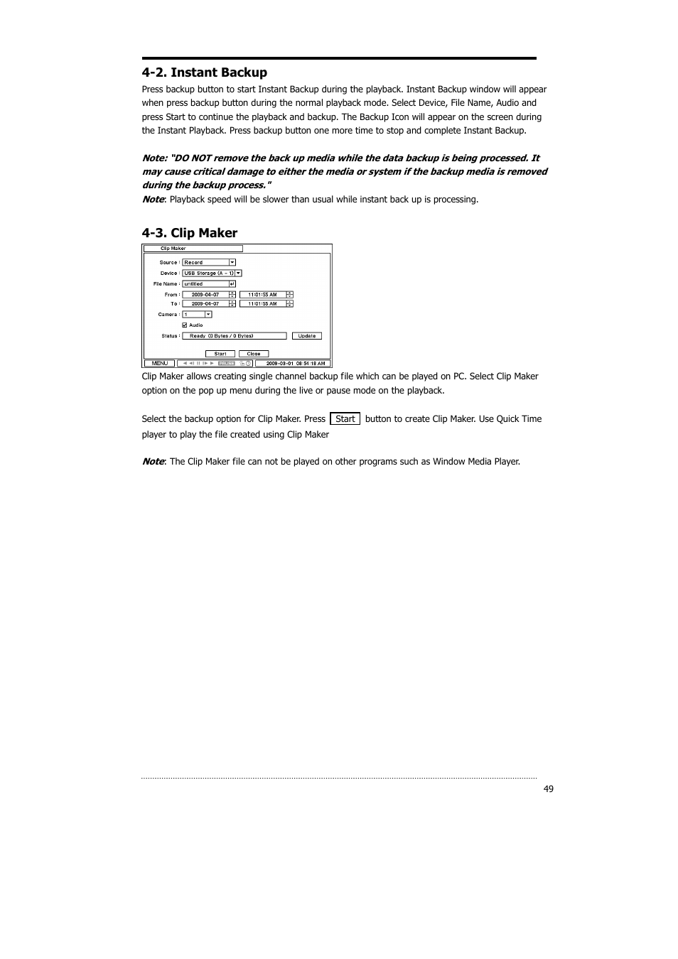 2. instant backup, 3. clip maker | CNB HDS4848DV User Manual | Page 49 / 59