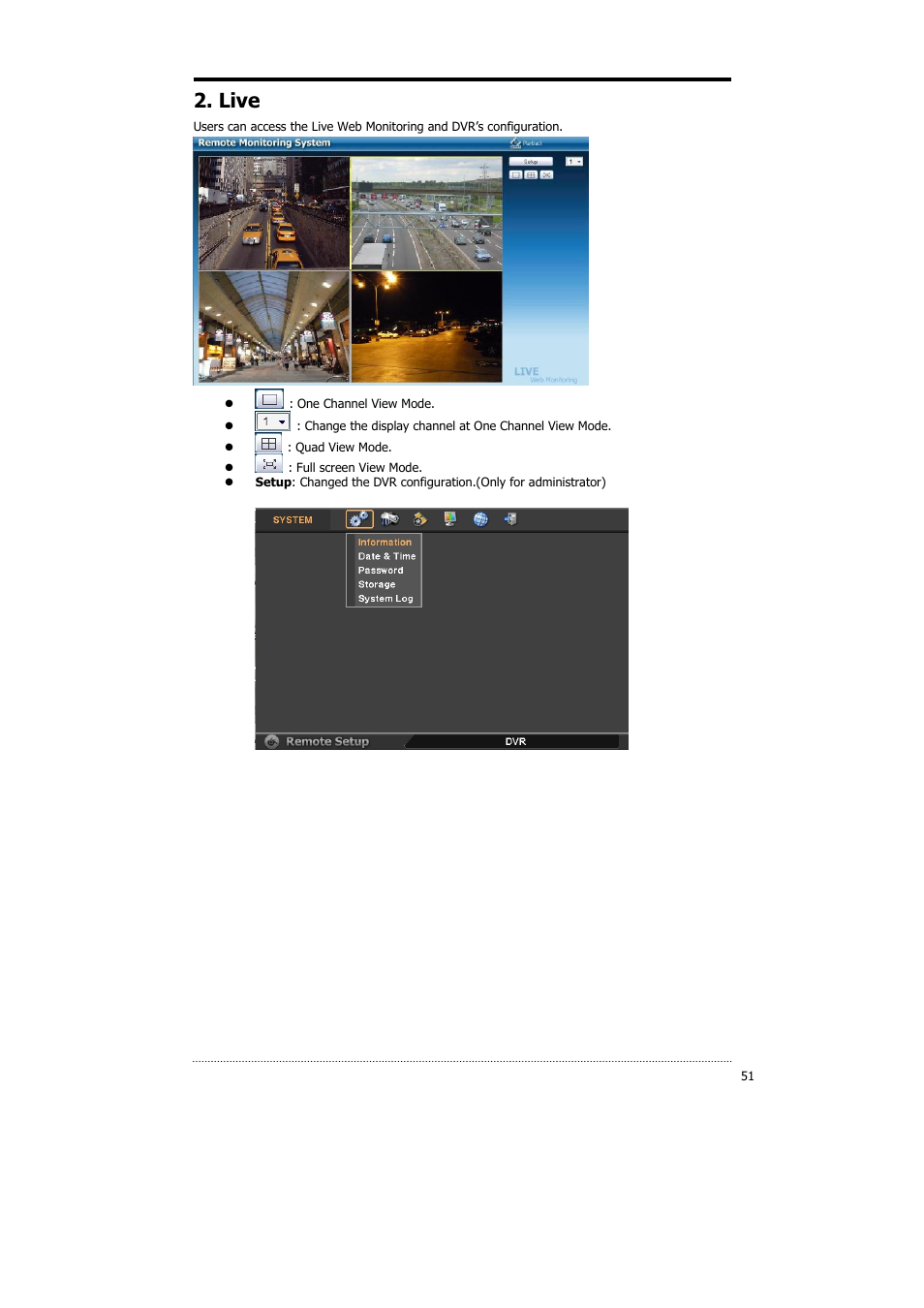 Live | CNB HDS4848DV User Manual | Page 51 / 59