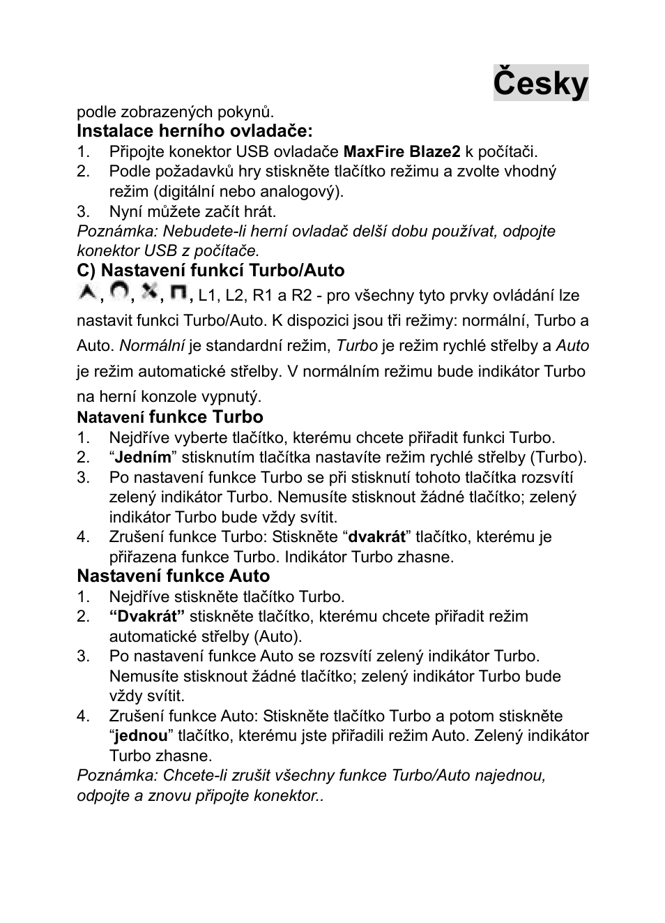 Česky | GENIUS MaxFire Blaze2 User Manual | Page 21 / 31