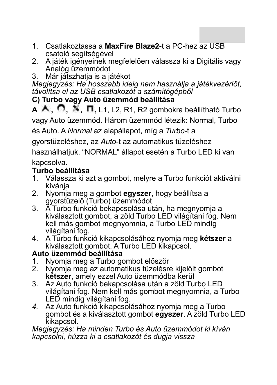 Magyar | GENIUS MaxFire Blaze2 User Manual | Page 23 / 31