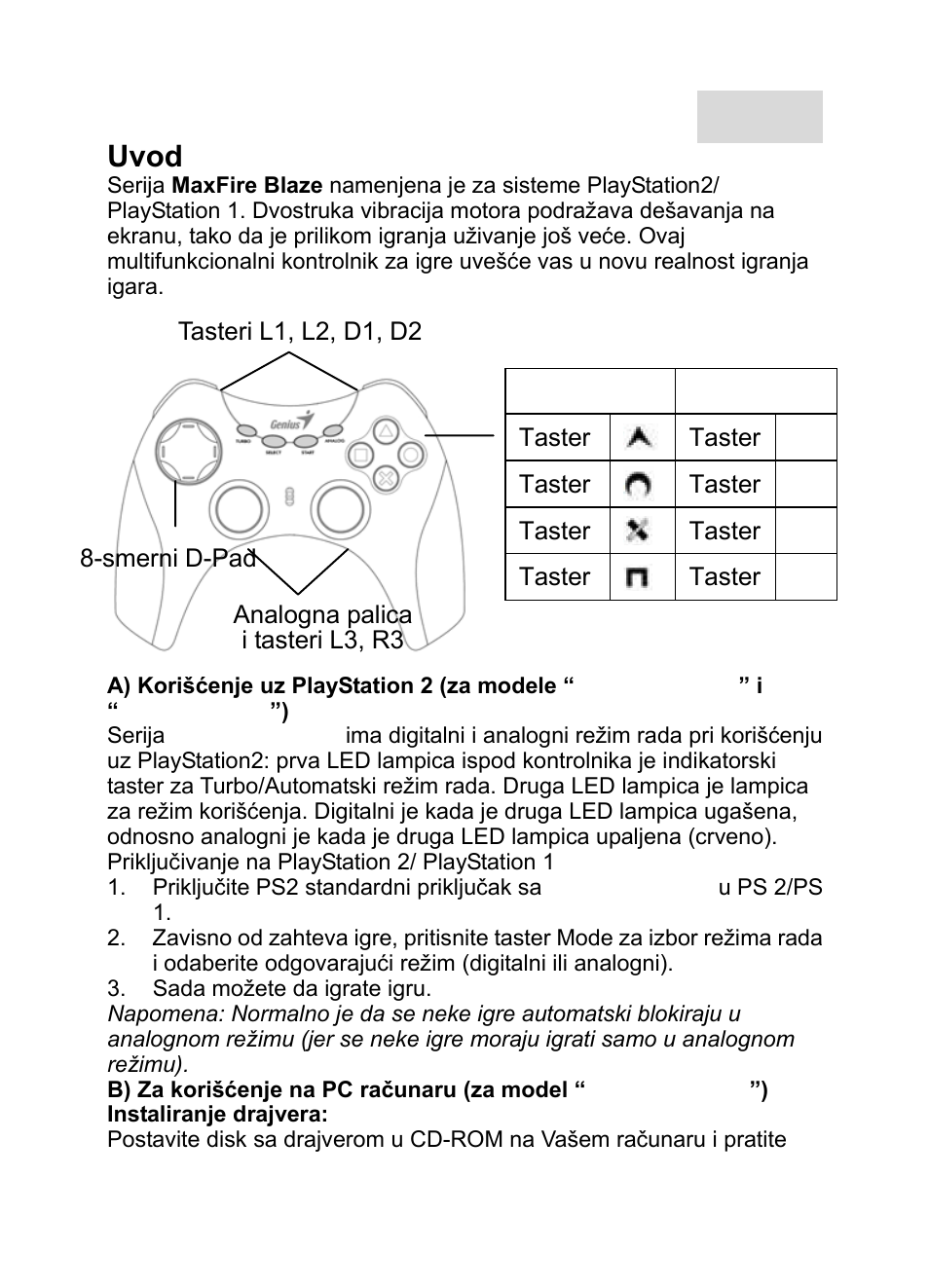 Blaze2ser.doc, Uvod, Srpski | Ps2 pc | GENIUS MaxFire Blaze2 User Manual | Page 26 / 31