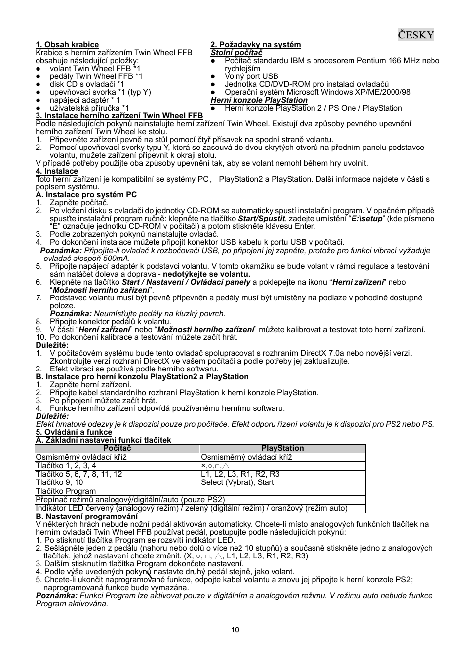 Twff-eng-cze.pdf | GENIUS TwinWheel FF User Manual | Page 11 / 18