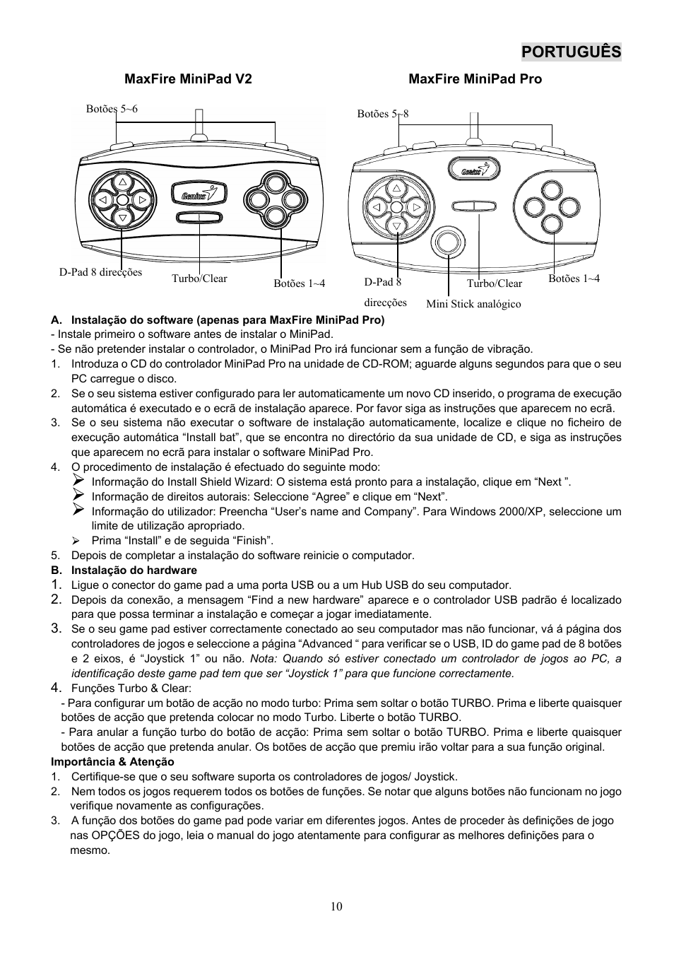 Português | GENIUS Maxfire MiniPad Pro User Manual | Page 11 / 22