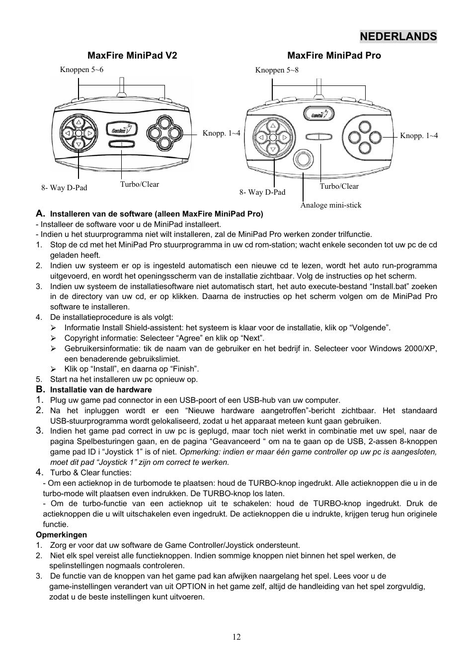 Nederlands | GENIUS Maxfire MiniPad Pro User Manual | Page 13 / 22