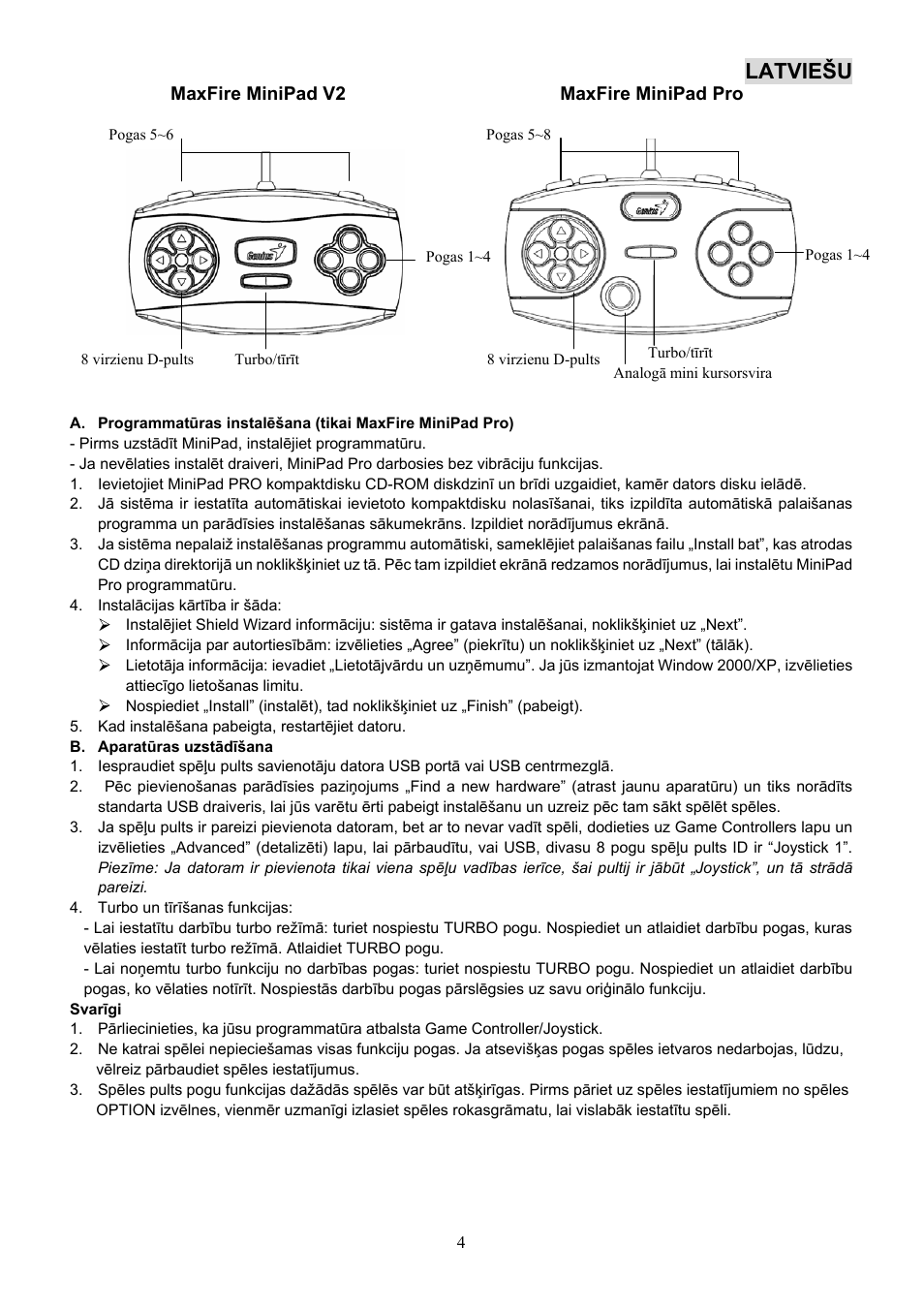 Latviešu | GENIUS Maxfire MiniPad Pro User Manual | Page 5 / 22