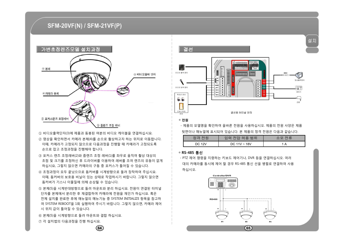 가변초점렌즈모델 설치과정 결선 | CNB SFM-21VF User Manual | Page 34 / 47