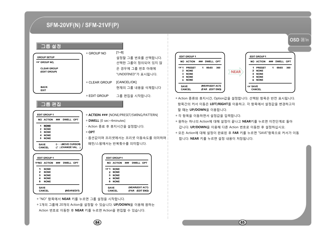 그룹 설정, 그룹 편집 | CNB SFM-21VF User Manual | Page 44 / 47